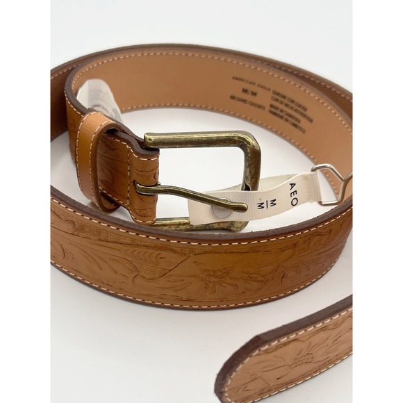 American Eagle Outfitters Belt NWT Mens Genuine Cow Leather Embossed Tooled M - Picture 4 of 6